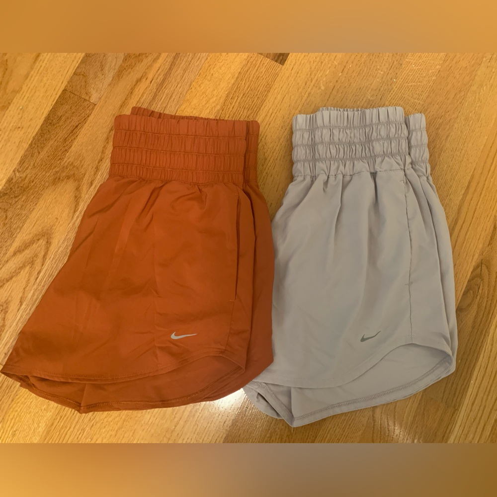 2 Nike Athletic Shorts - Rust Orange & Light Gray